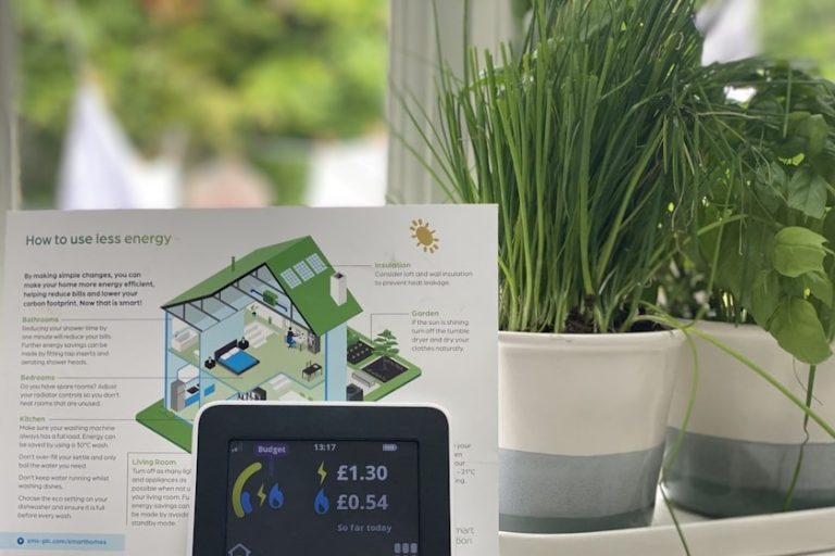 Přehled výroby a spotřeby energie na displeji